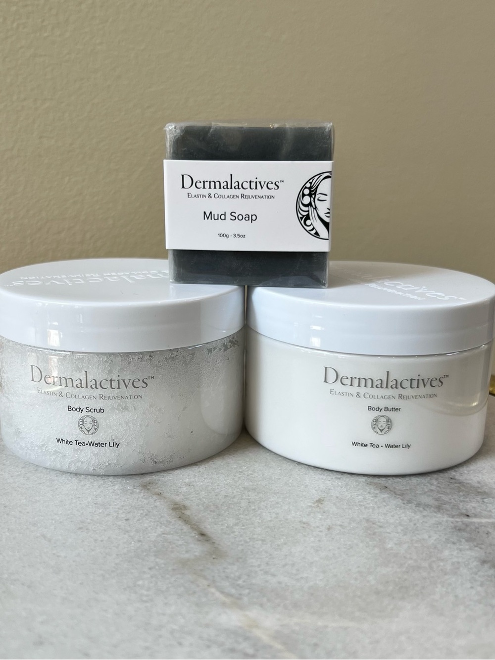 Dermalactives Body Scrub Body Butter with Mud Soap Skin Care Set